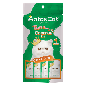 Aatas Cat Creme Puree Tuna with Coconut Oil 14g x 4's (3 Packs)
